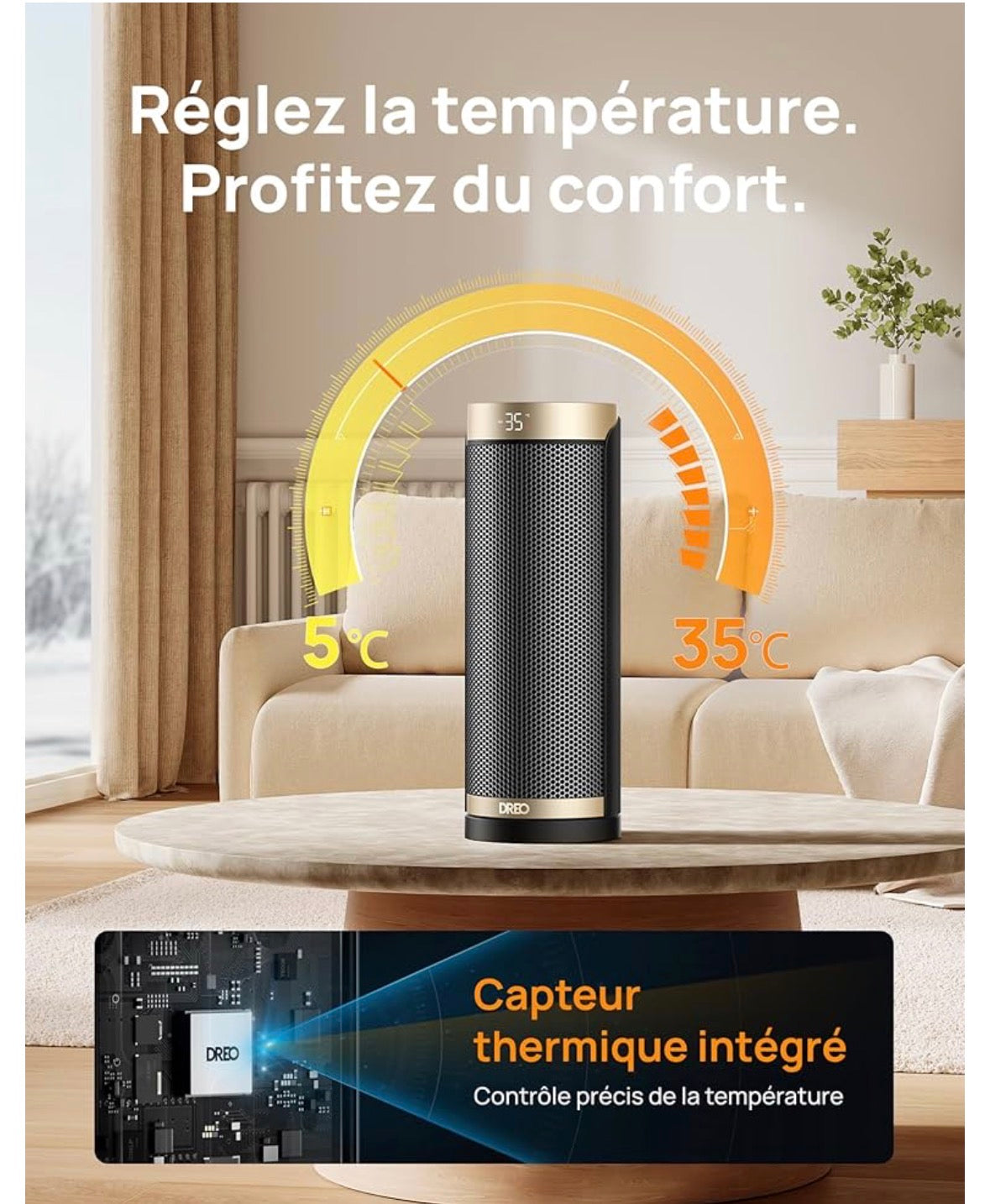 Product Name: Dreo Solaris Slim H3 – Ceramic Fan Heater