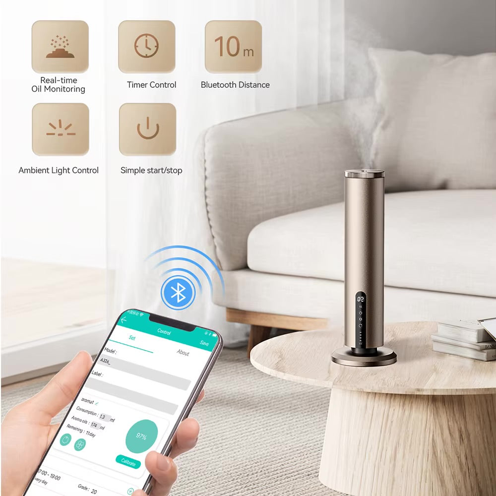 Waterless aromatic essential oil nebulizing diffuser